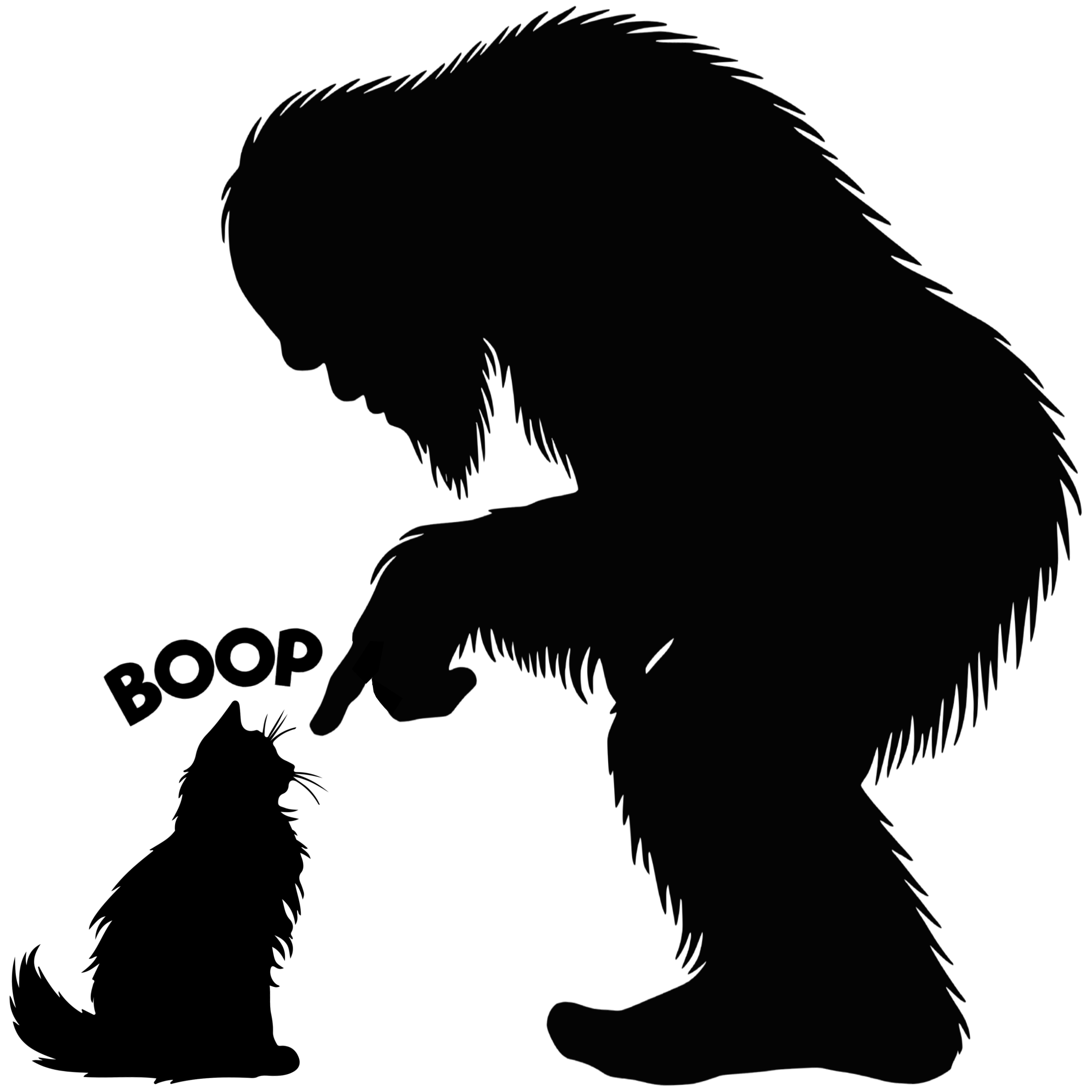 Black Fluffy Cat Bigfoot Boop Sticker