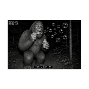 Bigfoot Blowing Bubbles Trail Cam Postcard