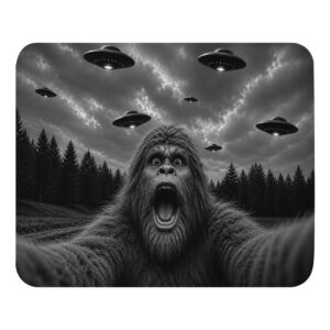 Bigfoot Selfie with UFOs Mousepad