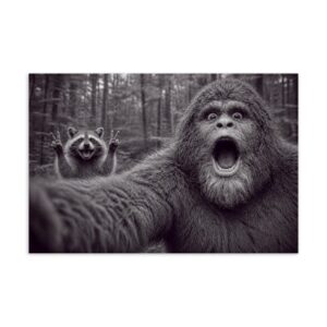 Sasquatch & Raccoon Peace Sign Postcard