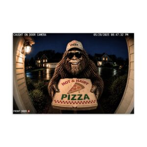 Funny Bigfoot Pizza Delivery Postcard