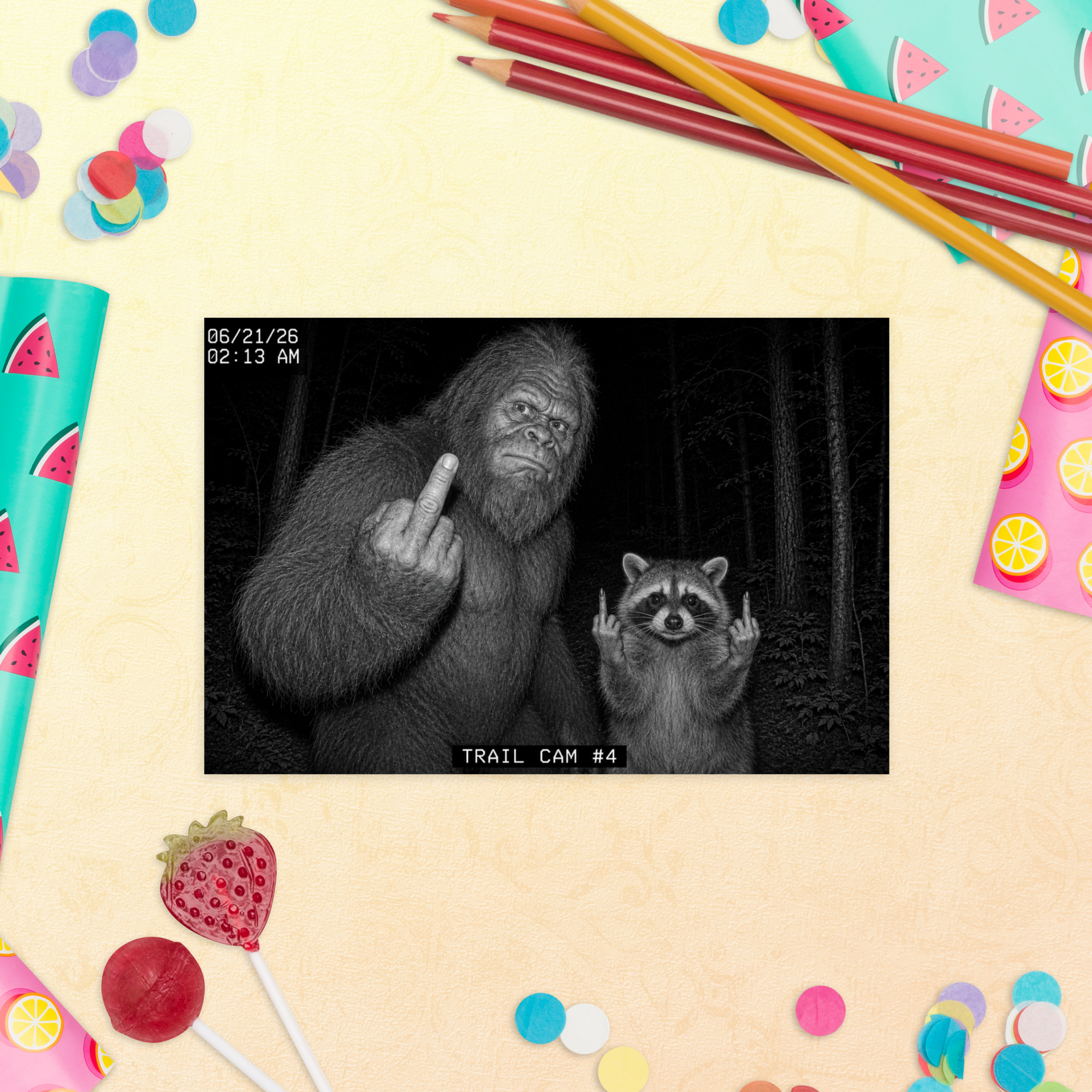 Bigfoot's Accomplice Trail Cam Postcard - Image 4