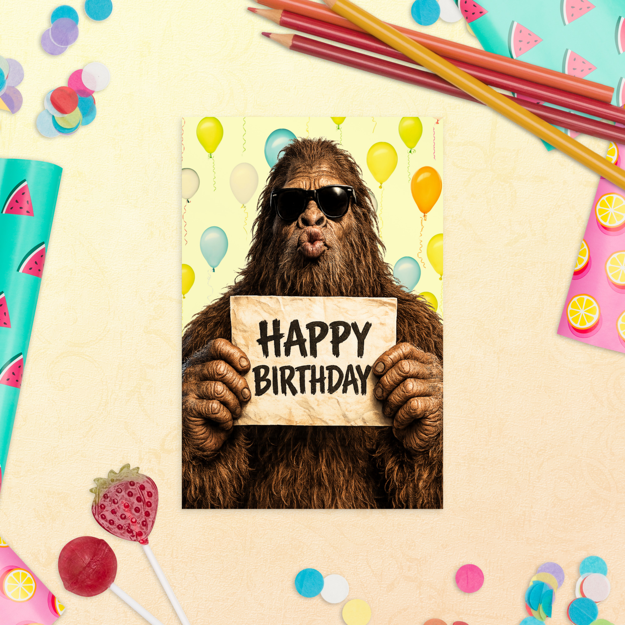Funny Happy Birthday Bigfoot Postcard