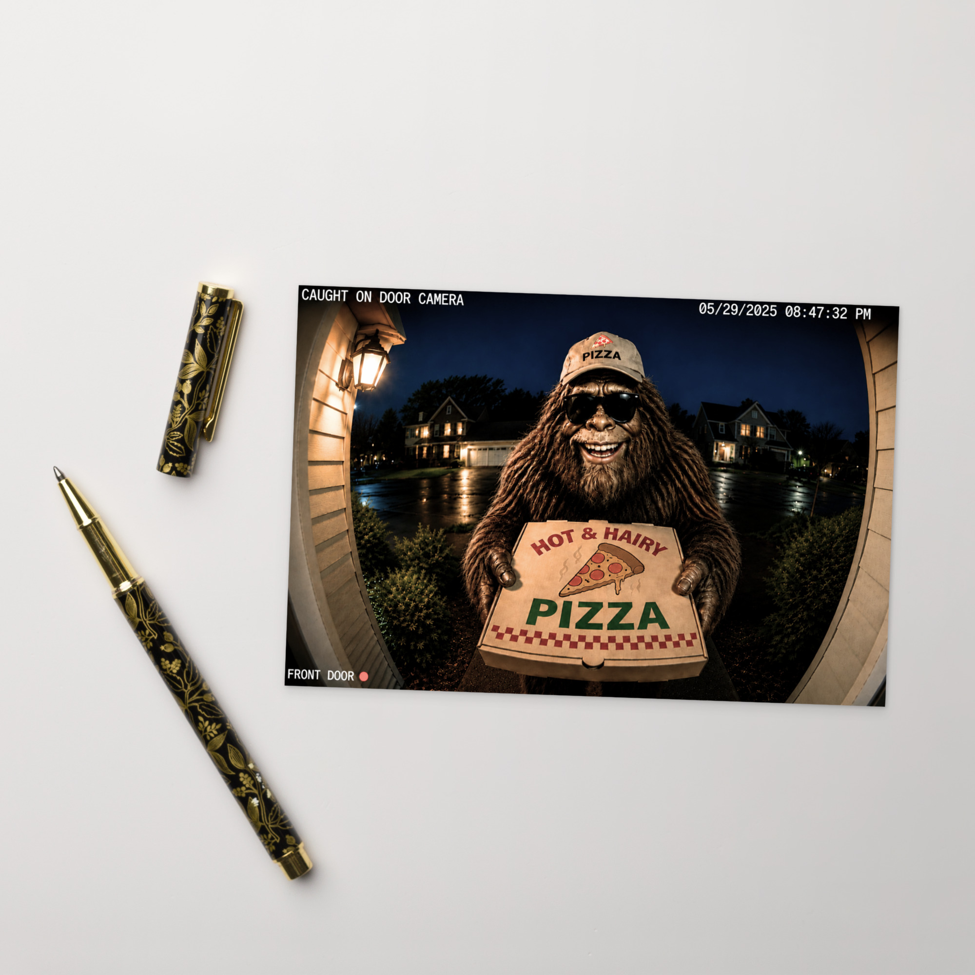 Funny Bigfoot Pizza Delivery Postcard